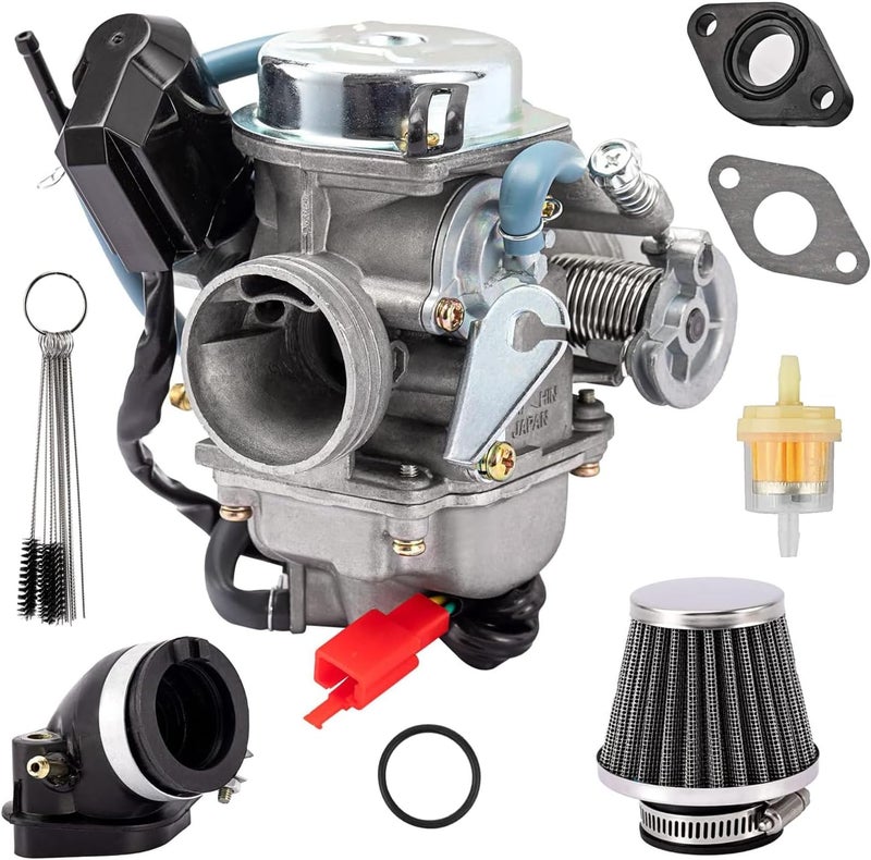 Tang GY6 Carburetor 150cc for 4 Stroke 125cc 152QMJ 157QMJ Engines Electric Choke Motorcycle Scooter 24mm PD24J Carb with Intake Manifold - Image 1